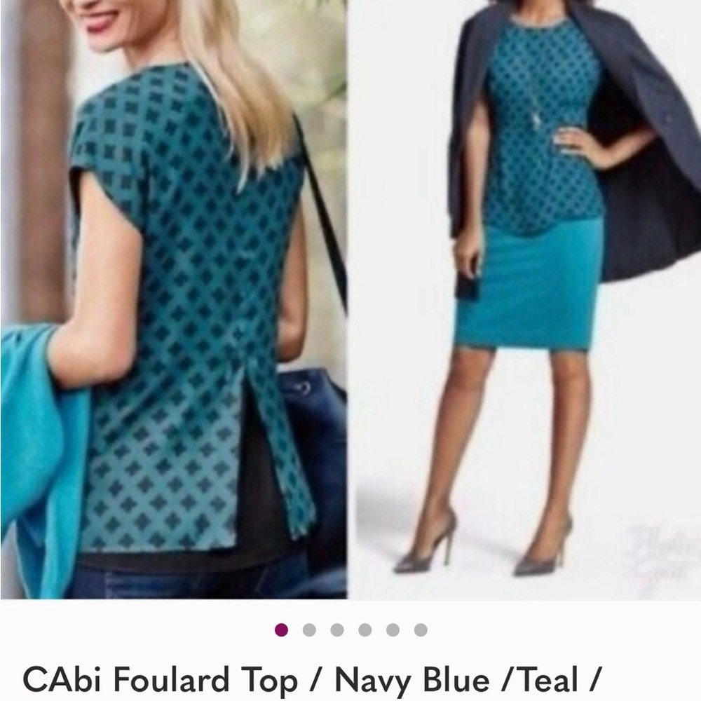 SACHI Teal and Black Patterned Blouse